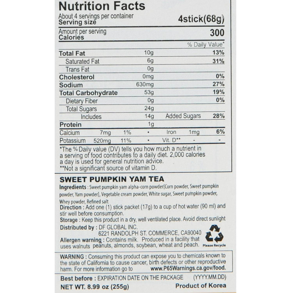 Damtuh Sweet Pumpkin and Yam Powder - 15 Counts